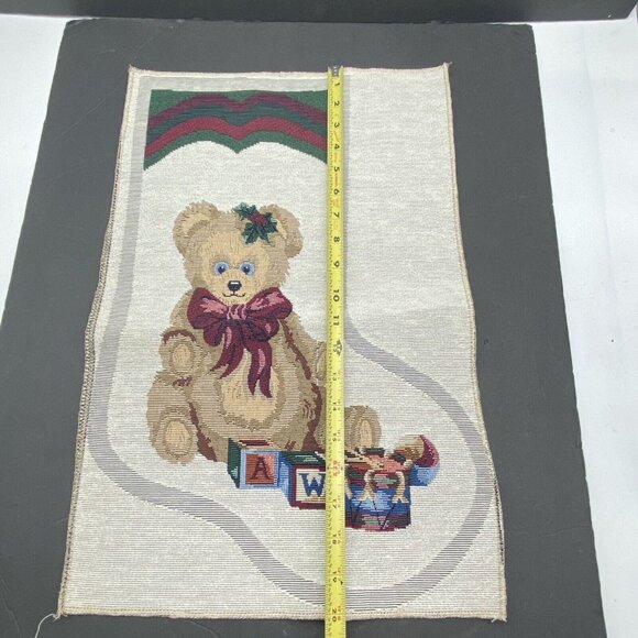 Vintage Christmas Bear Tapestry DIY Stocking Throw Pillow Front Holiday Decor - Picture 5 of 7
